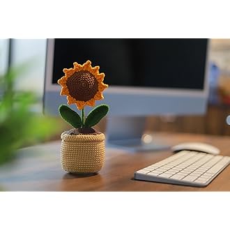 Crochet Flowers Artificial Sunflower Crochet Purple Plant