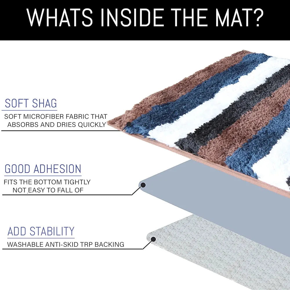 Luxe Home Bath Mat Super Soft Microfiber Non Slip Jericho Bathroom mats 40x60 cm Colour Rock Brown
