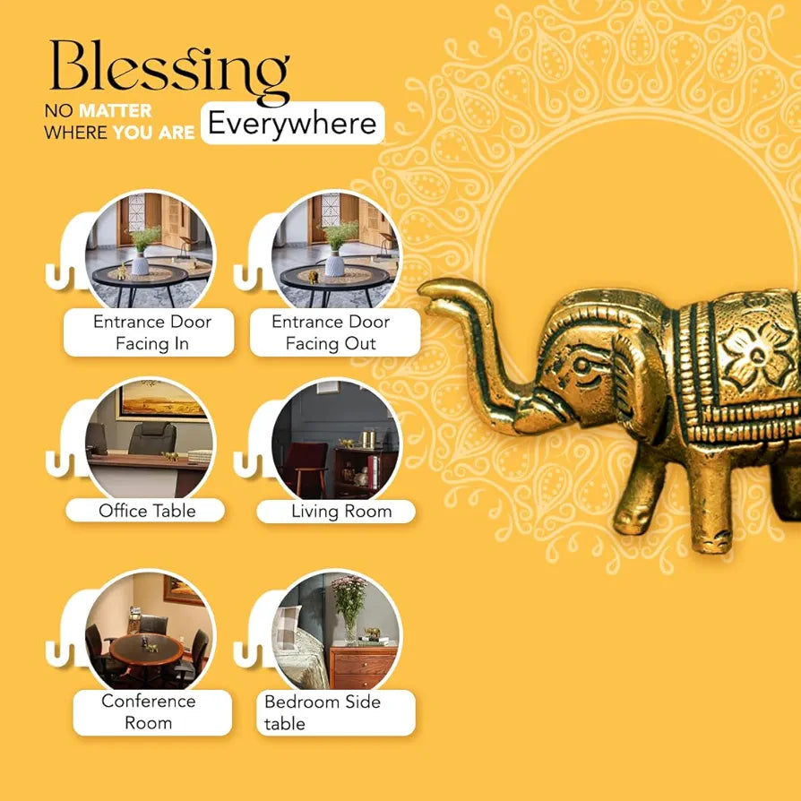 Ekhasa Pure Brass Elephant Idol Showpiece Figurine Feng Shui