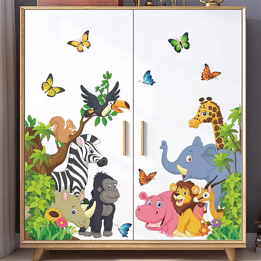 Jaamso Royals Forest Animal Tree Self-adhesive Vinyl Wall Sticker for Kids