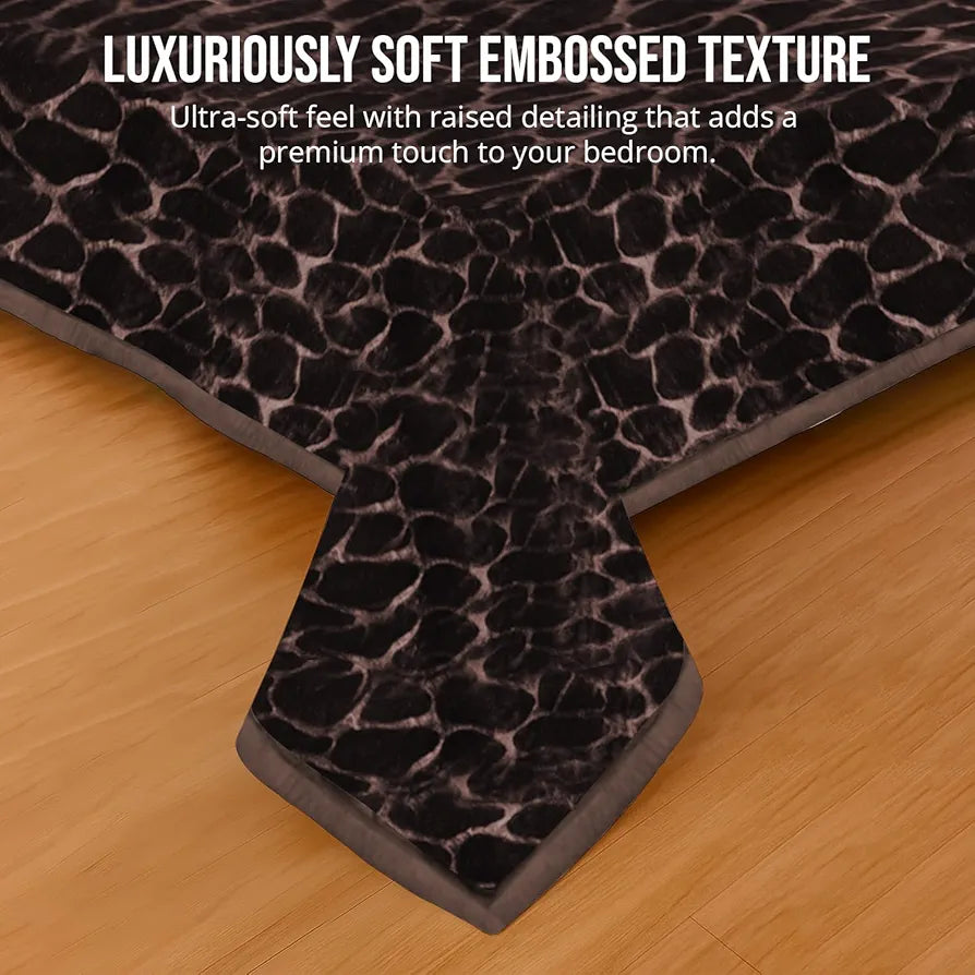 Cloth Fusion Floral Embossed Mink Blanket Single Bed for Winter Soft Kambal for Comfort & Warmth Brown