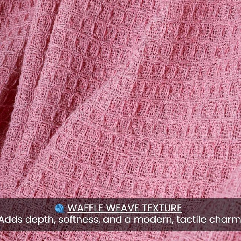 Homadorn Waffle Weave Cotton Throw Blanket Colour Pink