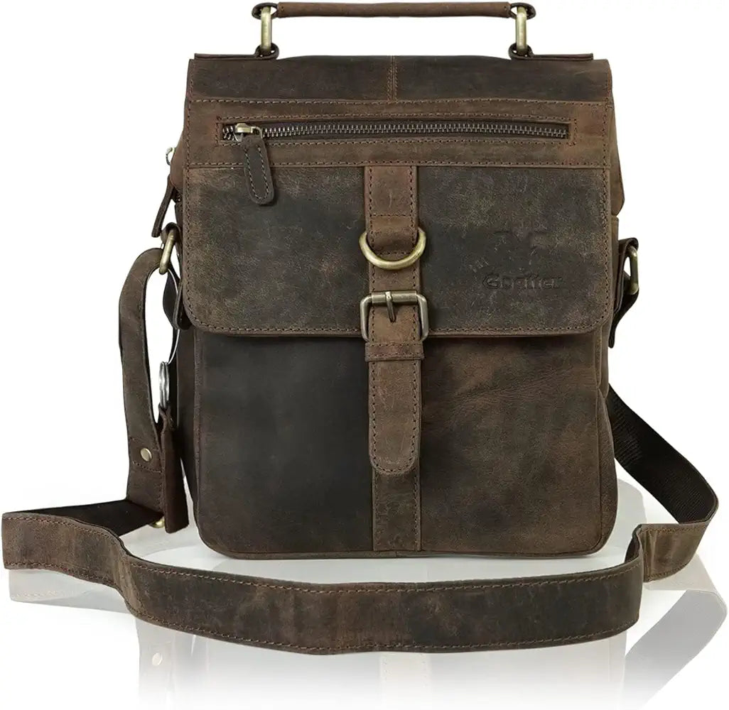 Goatter Men's Hunter Leather 11 Inch Messenger Bag [GTHT-12] 