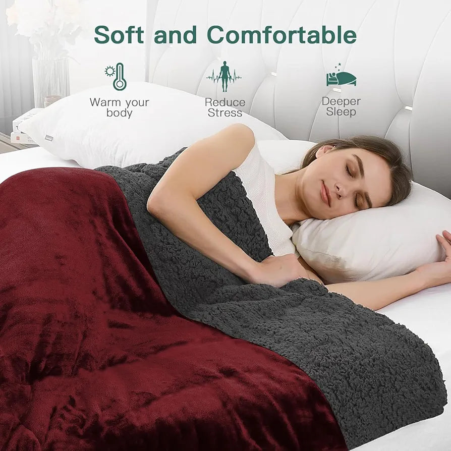 Cloth Fusion Fleece Sherpa Blanket for Winter Single Bed Soft Quilt Blanket Maroon Colour
