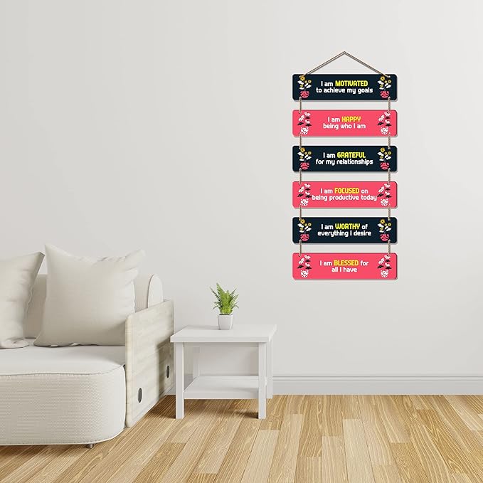 Artvibes Decorative Wall Hanging Wooden Art Decoration Item for Living Room | Quotes Decor Item | Set of 6