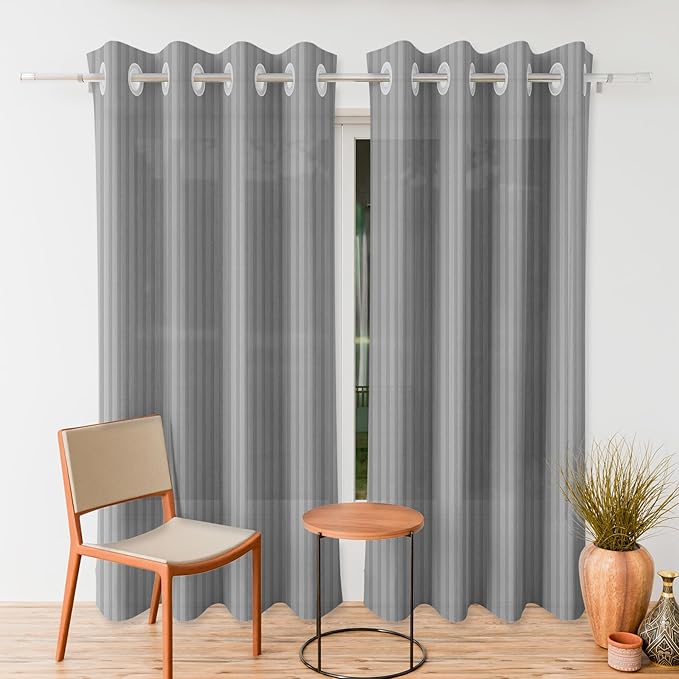 Kuber Industries Door Curtain Sheer Parda for Living Room Lining Net Gray Colour