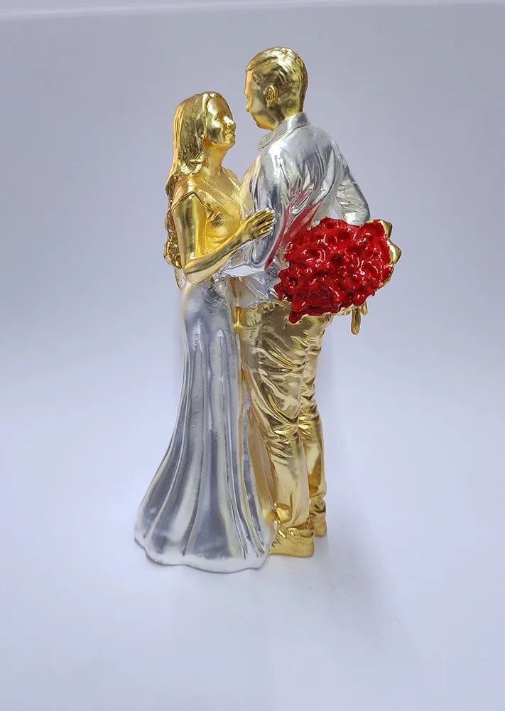 Gold Art India Couple Figurine Gold-Silver Plated Matte Finish