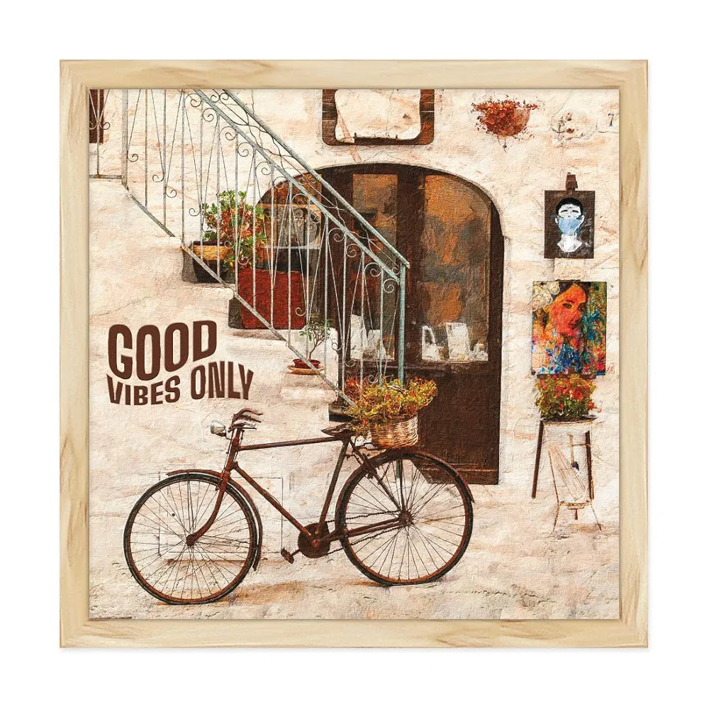 ArtX Paper Vintage City Street Wall Art Framed Painting Multicolor Abstract