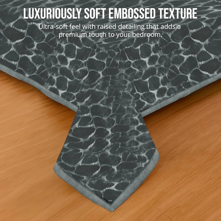 Cloth Fusion Floral Embossed Mink Blanket Single Bed for Winter Soft Kambal for Comfort & Warmth Slate Grey