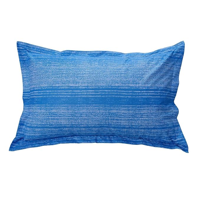 Huesland by Ahmedabad Cotton 144 TC King Size Bedsheet Cotton with 2 Pillow Covers | Grid | Blue, Grey & White