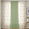 Urban Space Floral Cotton Curtains For Door, Combo Set Of 3 Room Darkening Curtains Tieback & Eyelets High Garden Red & Aura Green