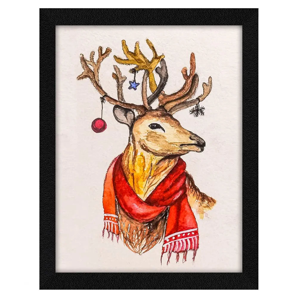 ArtX Paper Christmas Deer Abstract Frame Wall Art Painting