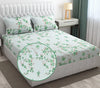 Fresh From Loom Floral Print 240 TC Microfiber King Size Bedsheet Set with 2 Pillow Cover Soft-Cyan