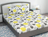Divine Casa 144 TC 100% Cotton King Bedsheet with 2 Pillow Covers Geometric Pattern Colour Grey & Yellow