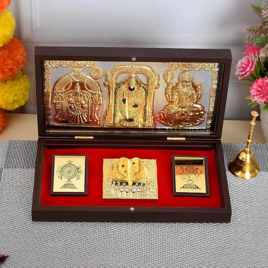 Jaipur Ace Gold Plated Shree Venkatshwer Charan Paduka Yantra Devotional Prayer Box