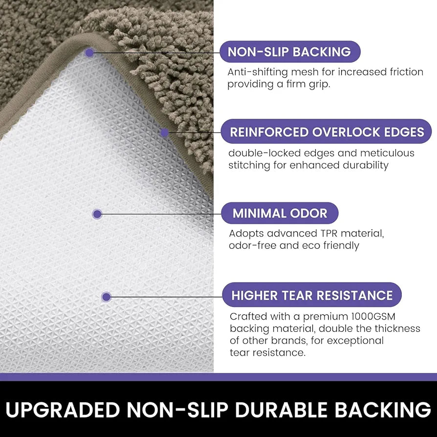Luxe Home International Microfibre Rectangular Bath mat Super Soft Anti Skid Newman Mats For Bathroom Colour Taupe