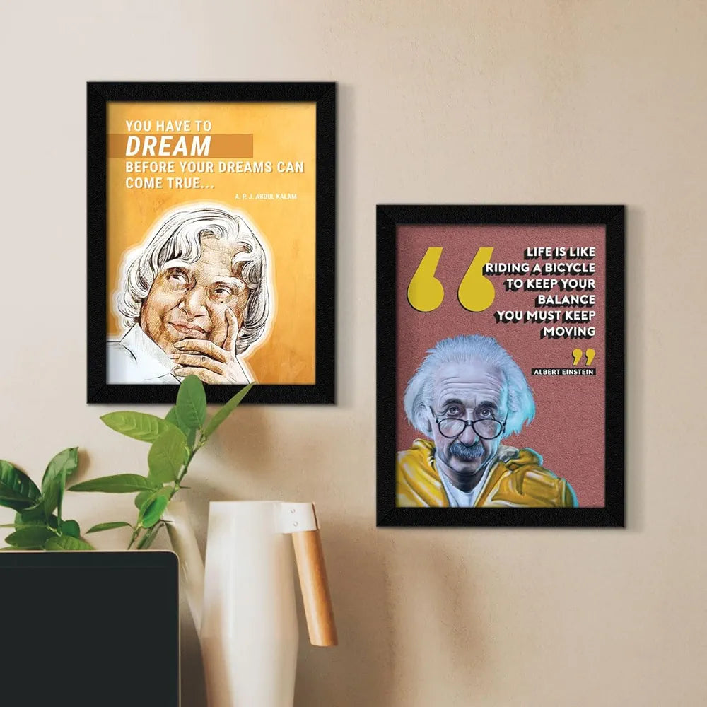 ArtX Paper Famous Scientists Motivational Quotes Wall Frame Art Painting Set of 4