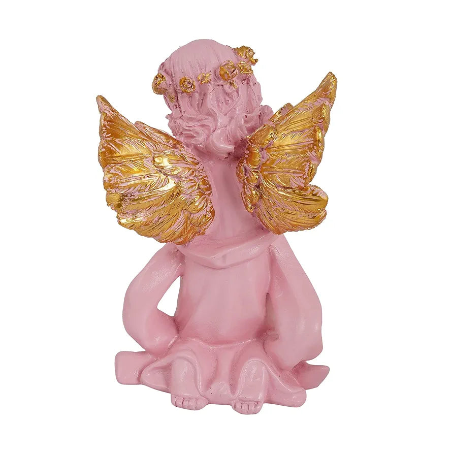 Zart Angel Girl Showpiece for Home Decor Winged Fairy Statue Angel Pink SHG