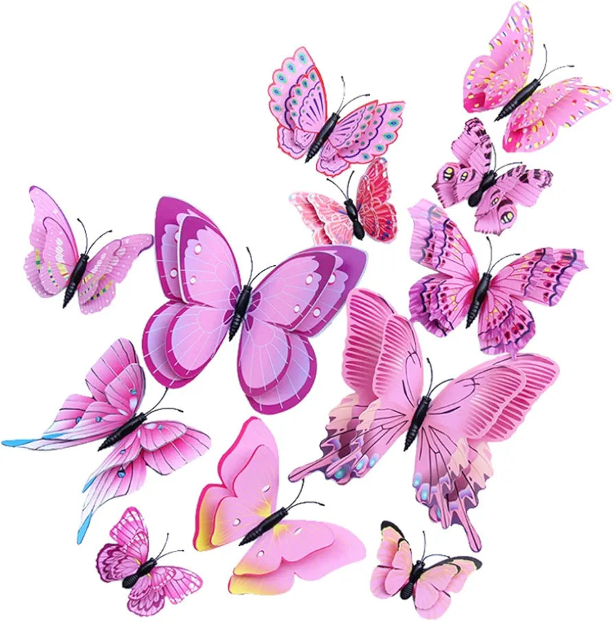 Jaamso Royals Light Pink 3d Magnet Butterfly Stickers -self-adhesive