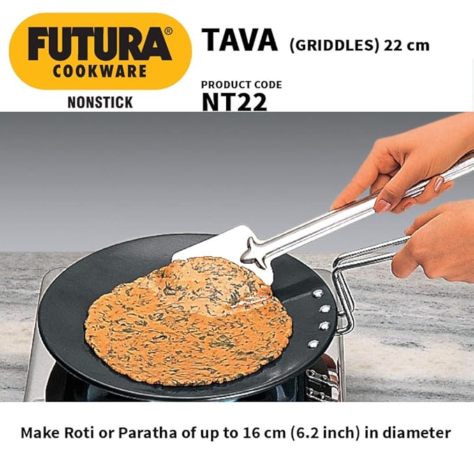 Hawkins Futura Tava Non Stick Tawa with Stainless Steel Handle Black