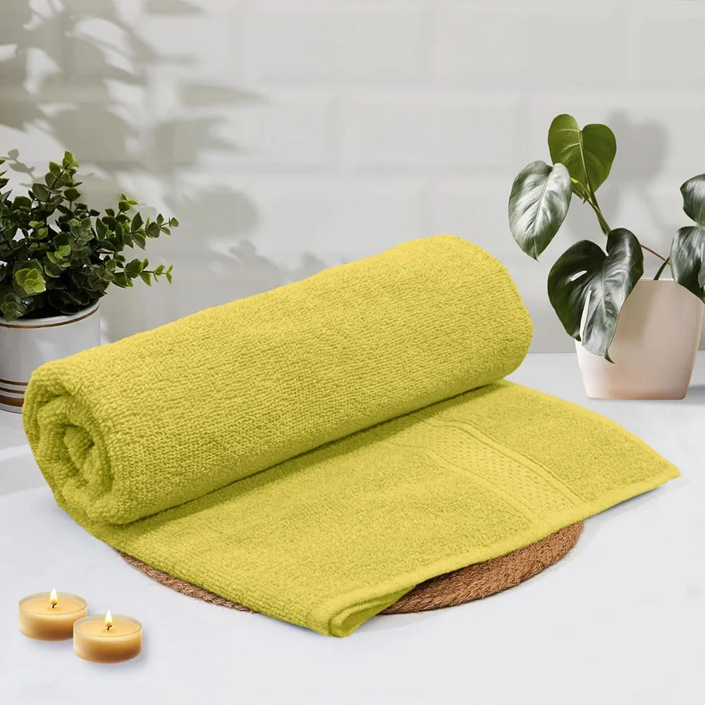 Luxe Home Cotton Bath Towel 450 GSM Quick Dry Large Size Bathroom Towels Colour Yellow