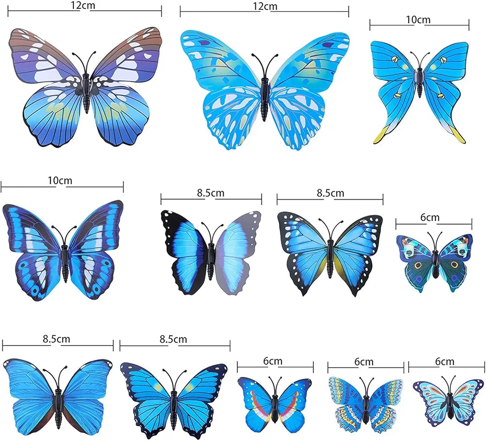 Xtore Plastic Reusable Self Adhesive Wall 3D Home Build Beautiful Butterfly with Sticking Pad  Ocean Blue
