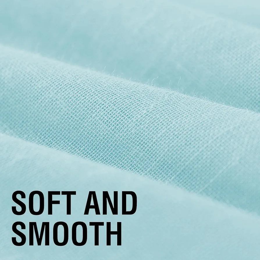 Cloth Fusion Cotton Feel Sheer Window Curtains 5 Feet Long Set of 2 Semi-Transparent Aqua