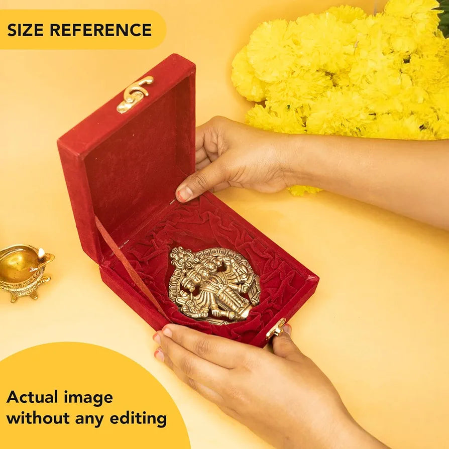 Ekhasa Pure Brass Panchmukhi Hanuman Murti in Luxury Red Velvet Gift Box God Idols