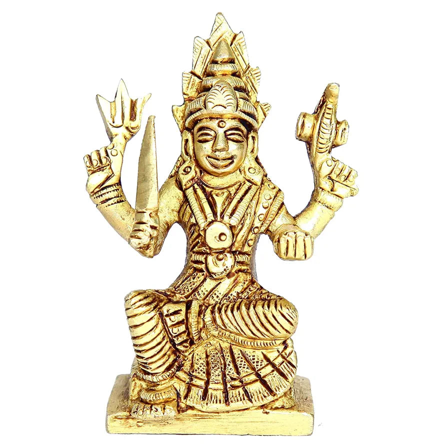 anciently Mariamman Statue Small | Brass Mariamman Idol | Mariamman Silai Small 7.8CM Height, Gold Colour