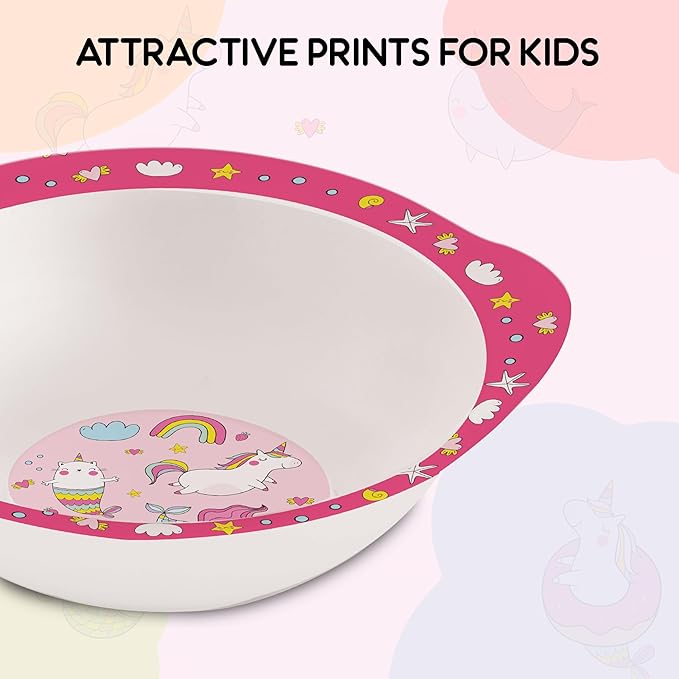 Cello Kidzbee Cereal Bowl Pink Parade Melamine Bowl Set for Kids | Set Of 3