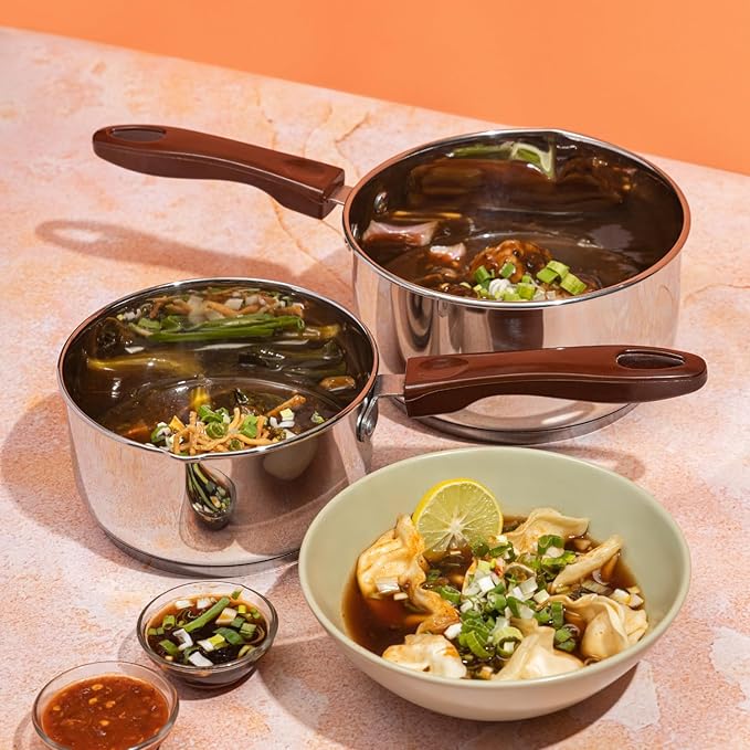 Vinod Stainless Steel Milkpan/saucepan Set of 2 - 1 Litre and 1.6 Litres