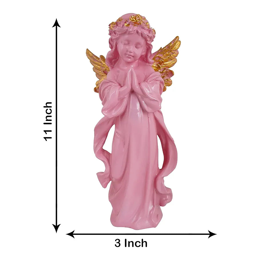 Zart Praying Angel Girl Golden Wings Showpiece for Home Decor Showpiece