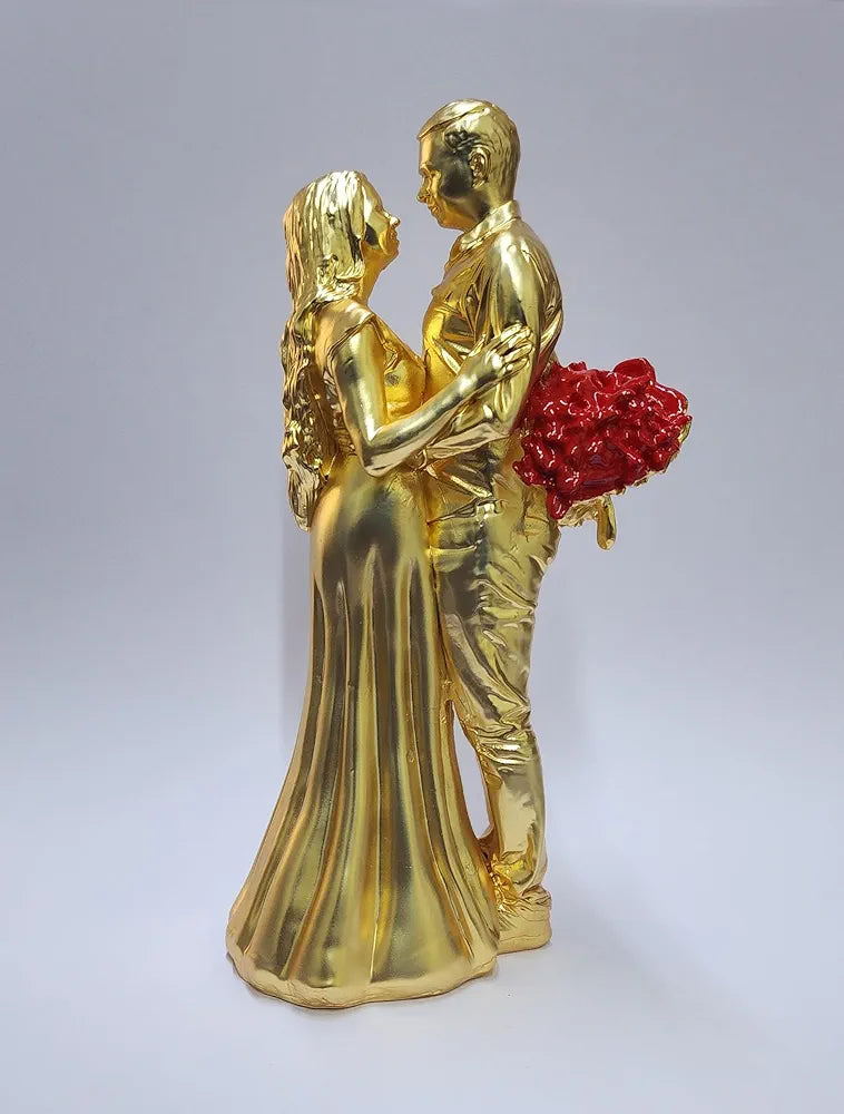 Gold Art India Couple Figurine Gold-Plated Matte Finish