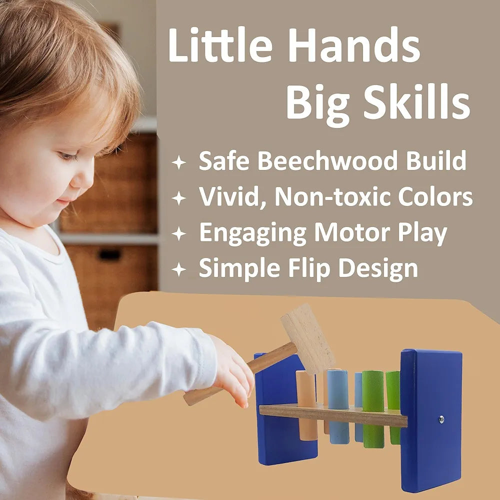 Tantrums Cobbler Bench 6 Pegs with Hammer to Build Hand Eye Concentration Motor Skills Cause and Effect  - Kids