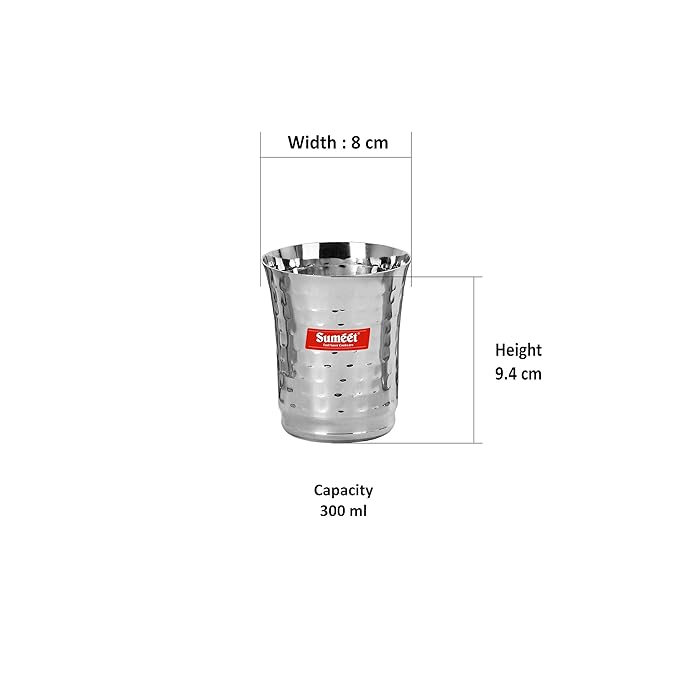 Sumeet Stainless Steel Glass 6 Pieces 300 ml