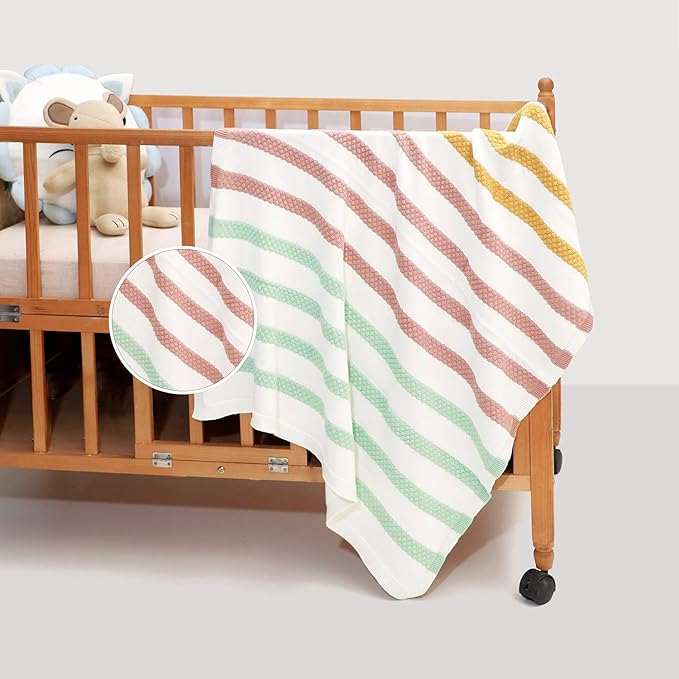 Haus and Kinder Cotton Knitted Blanket for New Born Baby Colour Spectrum