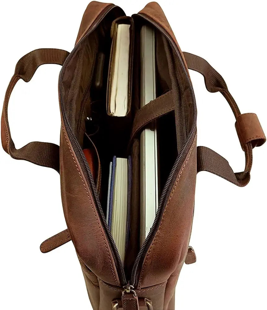 Goatter Genuine Leather Multi Pockets Office Laptop Messenger Bag For Men