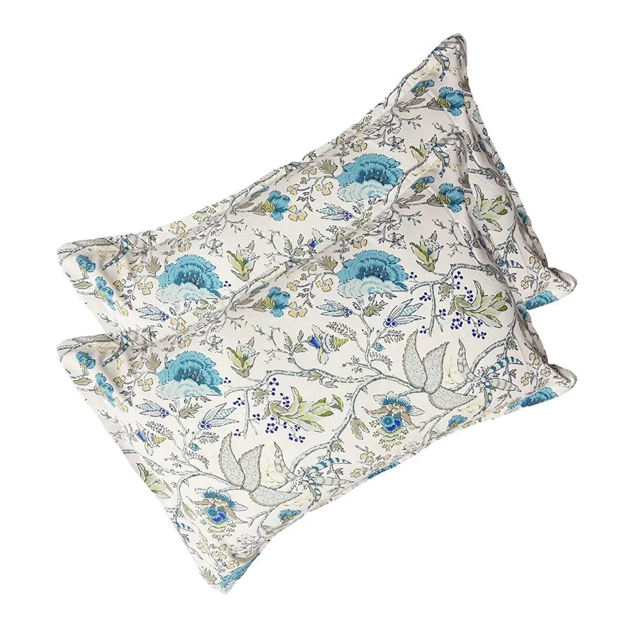 Sajavat Home 100% Pure Cotton King Size Floral Bedsheet Set with 2 Pillow Covers Colour Beige Anokhi