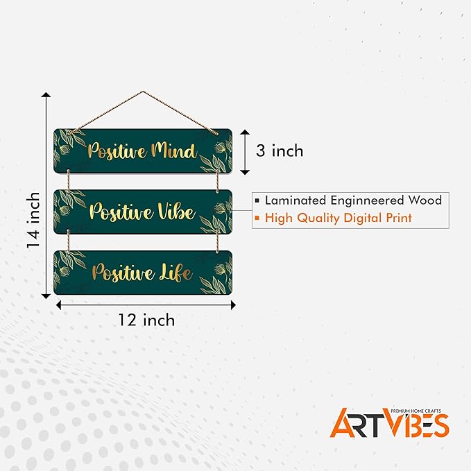 Artvibes Designer Wooden Hanging for Home Decor | Positive Quotes Decorative Items | Artworks Wall Hangings