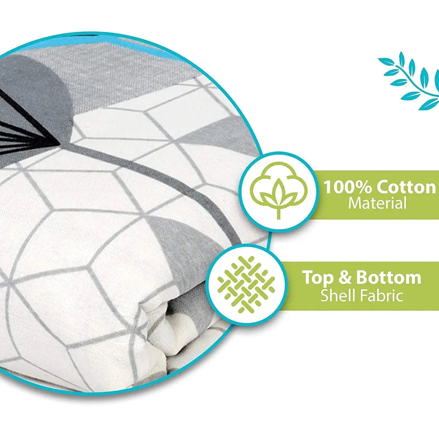 Divine Casa Glace Cotton 120 GSM Reversible Lightweight Printed Double Bed AC Dohar Blanket Quilt TC - 120 Colour White and Blue