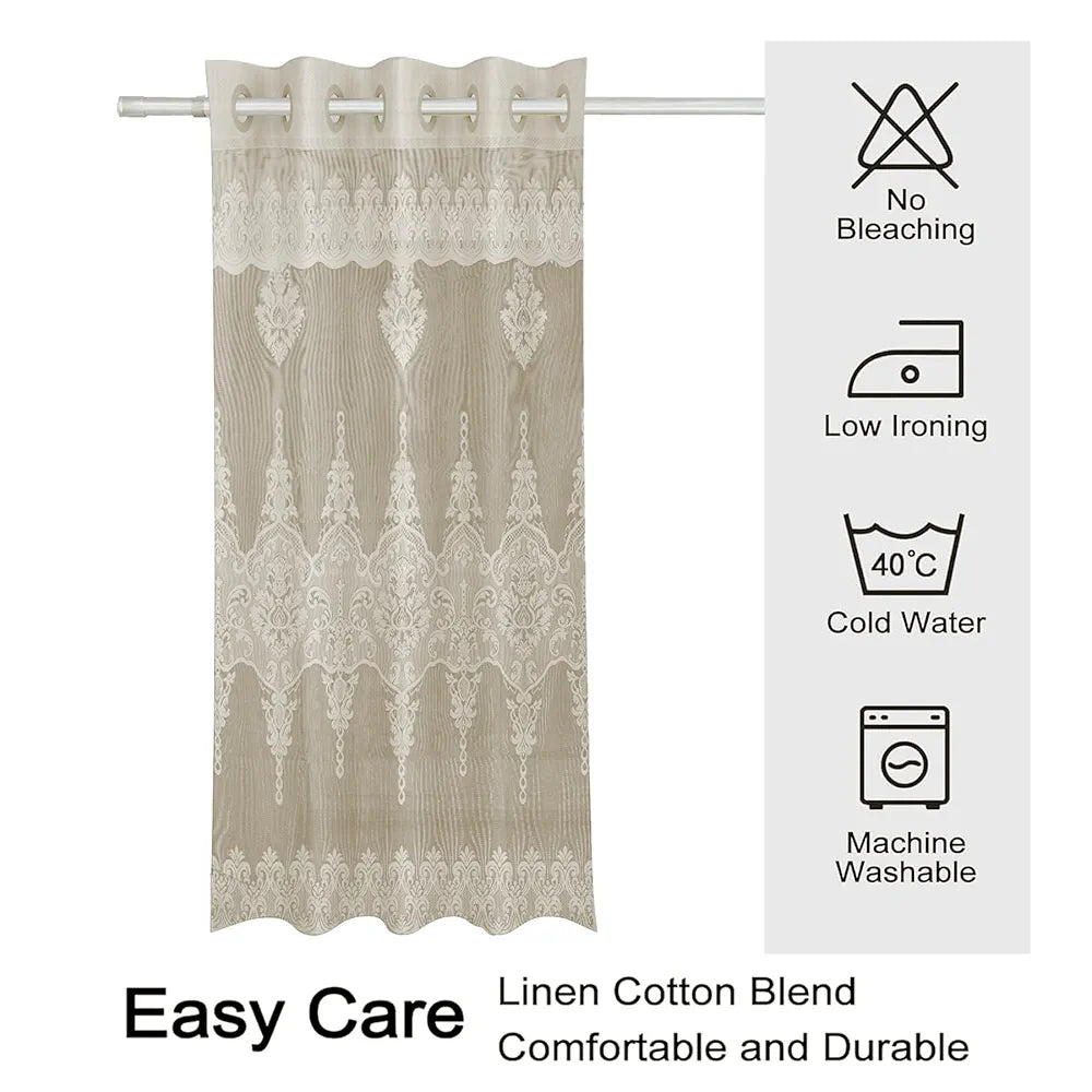 Kuber Industries Darkening Window Curtains Sheer Curtain with 8 Rings SY15ZZ Cream Colour