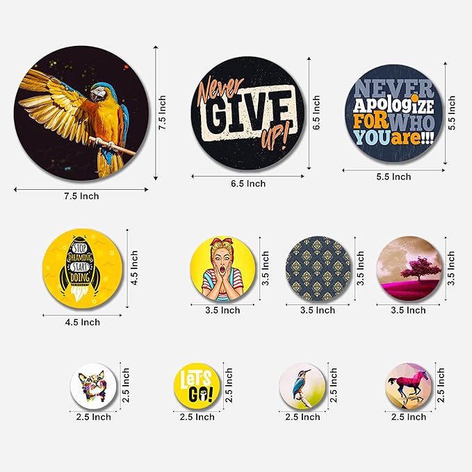 Artvibes Designer Mdf Wooden Wall Hanging for Home, Office | Set of 11 | Multicolour | Nature