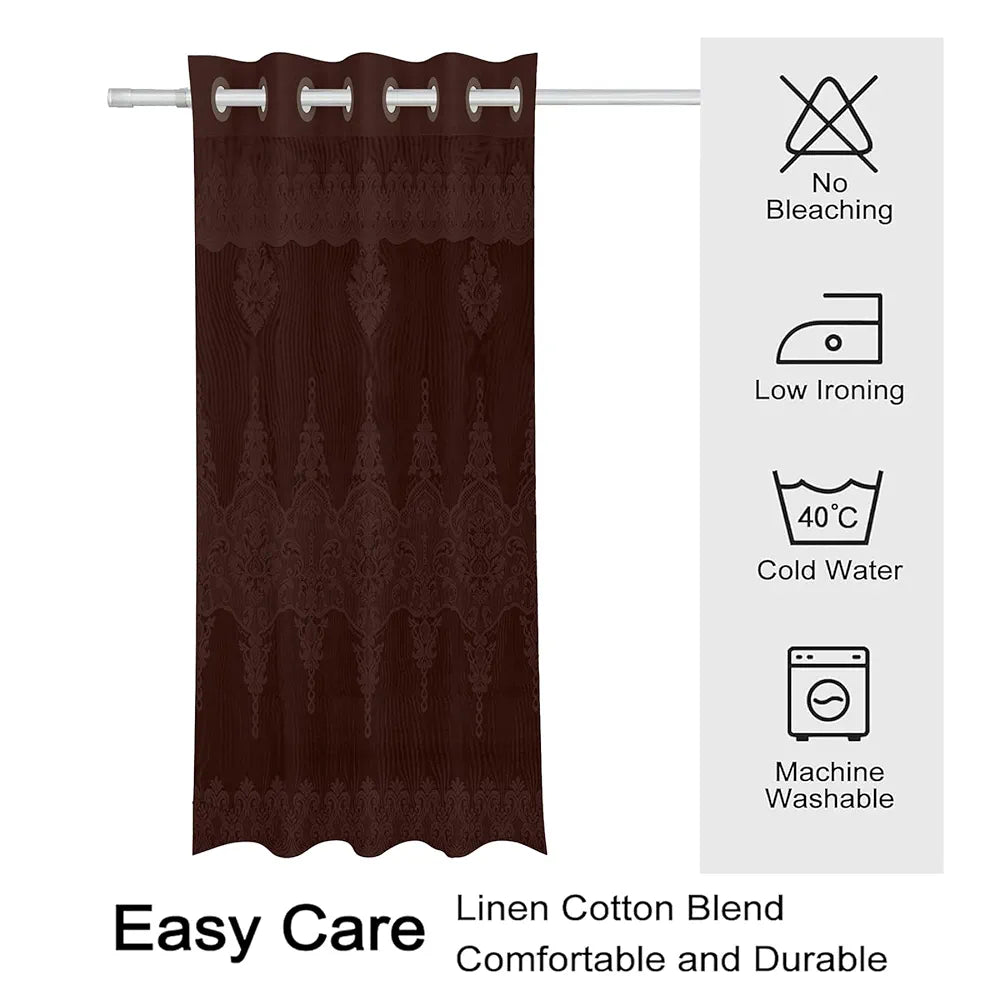 Kuber Industries Door Curtains Premium for Bedroom Sheer Curtain with 8 Rings SY15ZZ Brown