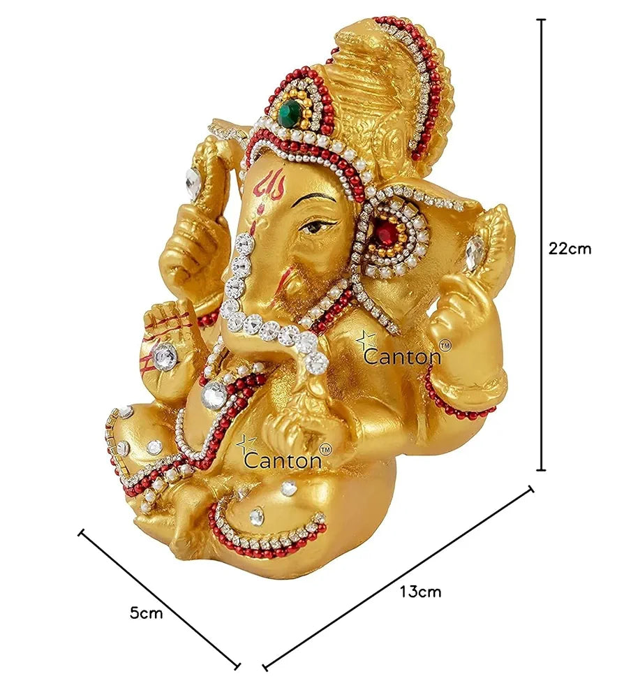 Jaipur Ace Sitting Vinayak Statue Golden Ganesh Idol Sitting Ganesha Golden