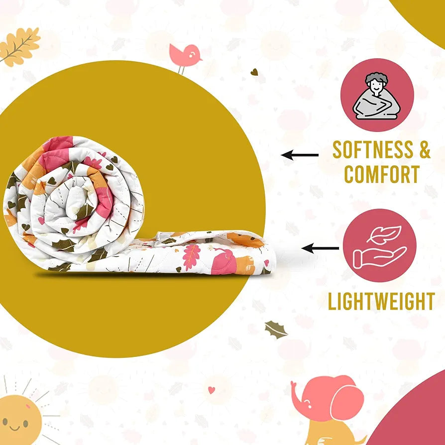 Divine Casa 120 GSM Cotton Single Bed Comforter Soft & Lightweight Reversible All-Season Blanket Colour Marlin White