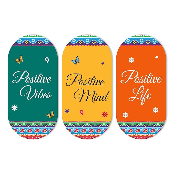 Artvibes Positive Quotes Printed Wooden Wall Hanger for Home | Modern Decoration Items | Artworks | Set of 3