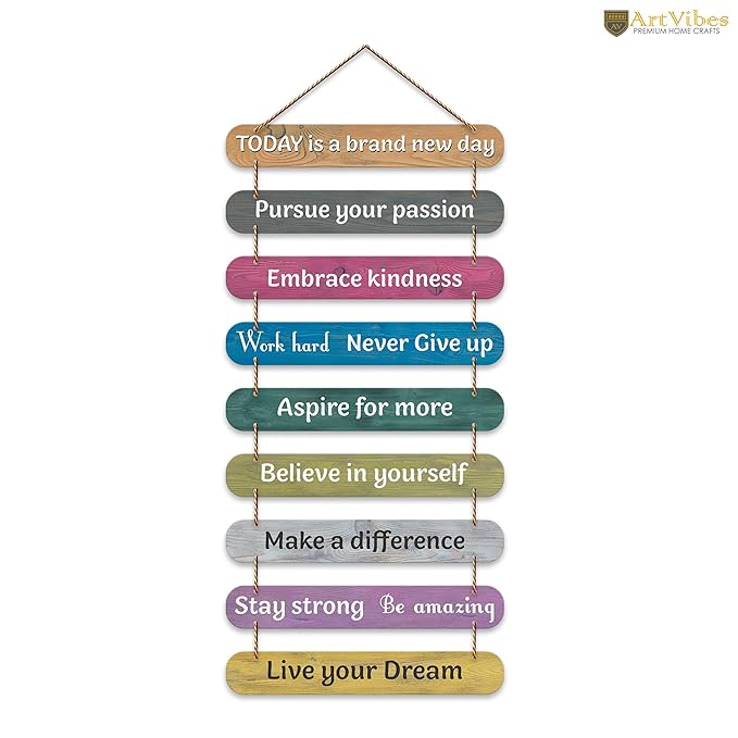 Artvibes Decorative Positive Quote Printed Wooden Wall Hanging for Home Decor Items