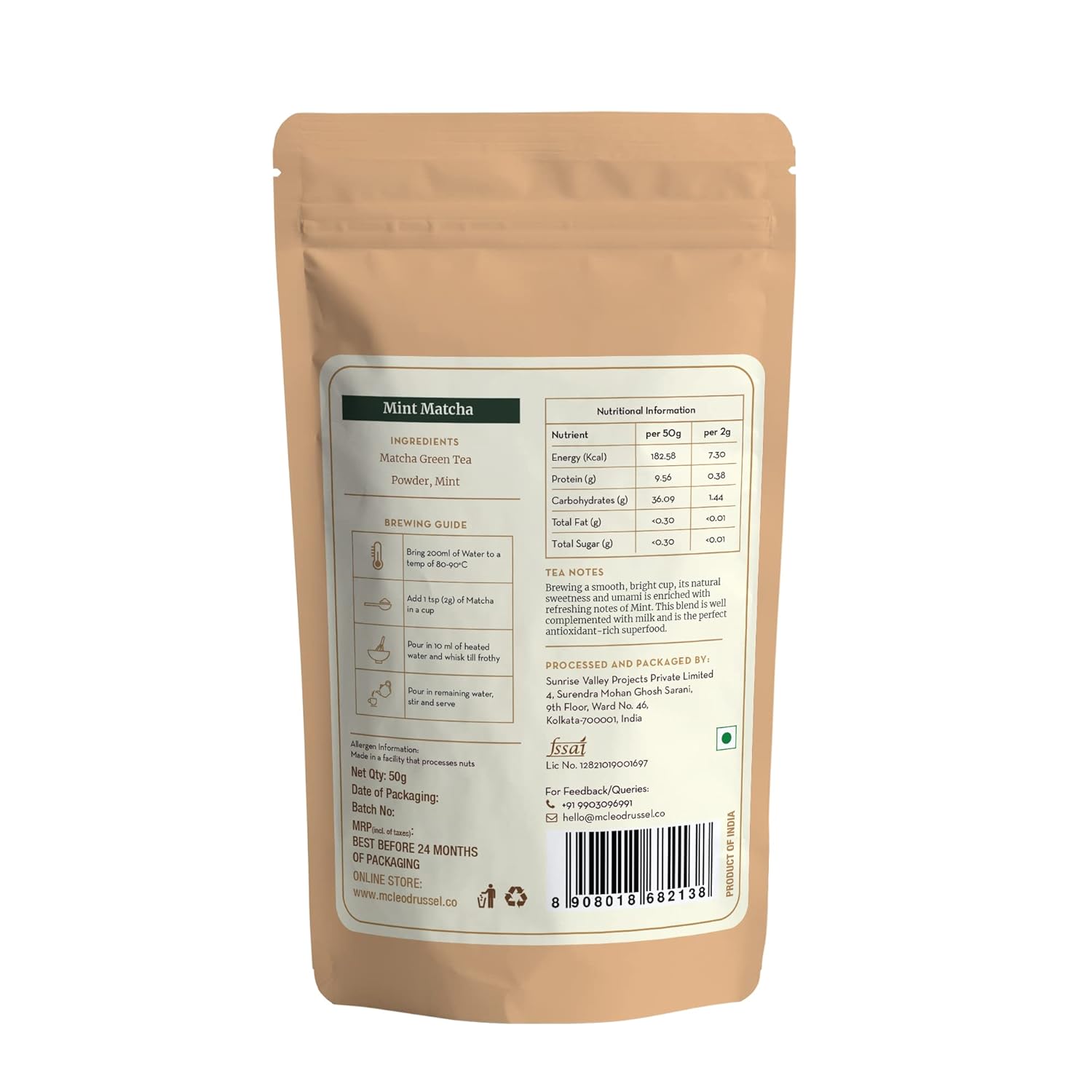 McLeod Russel 1869 Mint Matcha  Green Tea - 50 gms