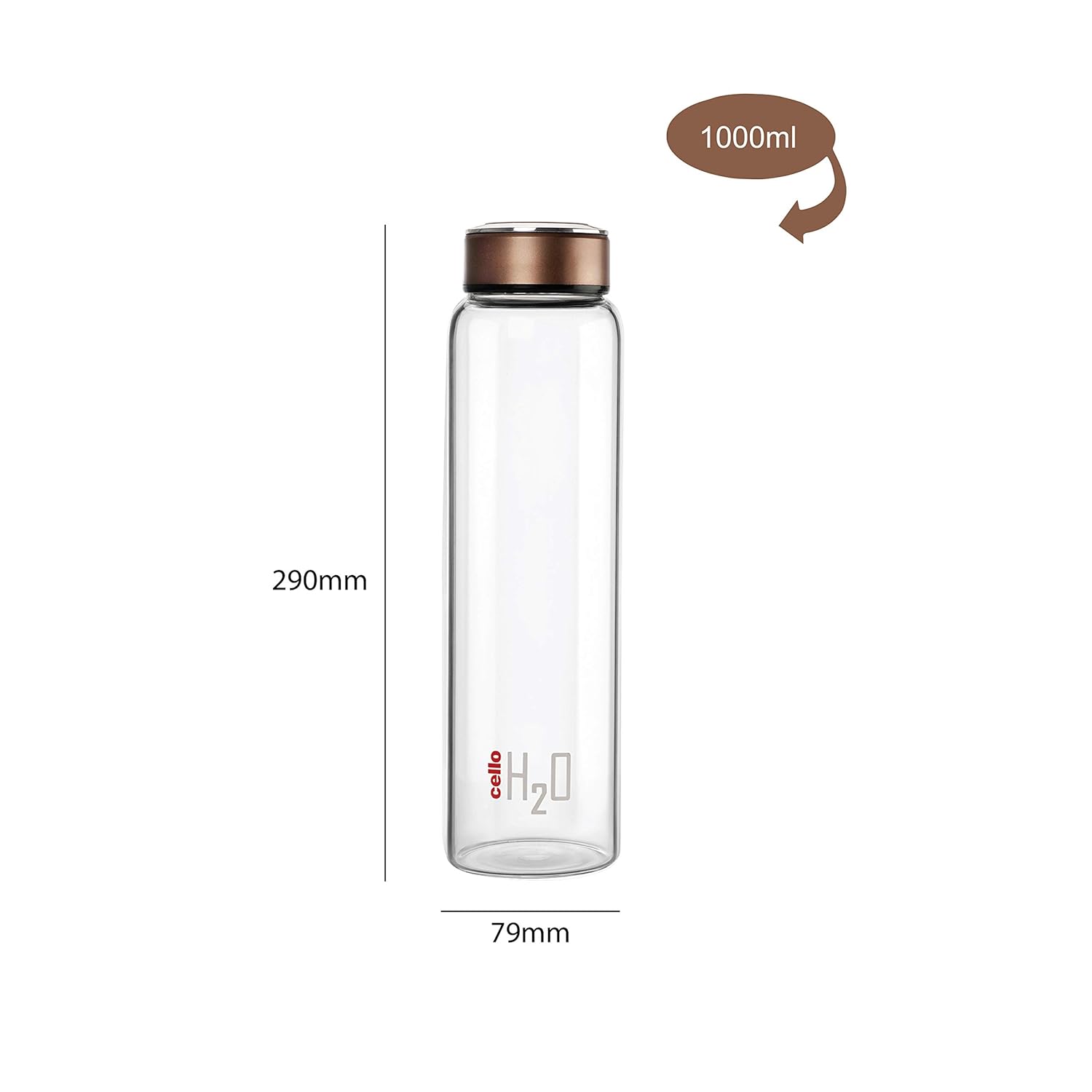 Cello H2o Borosilicate Glass Water Bottle | 1000 ml