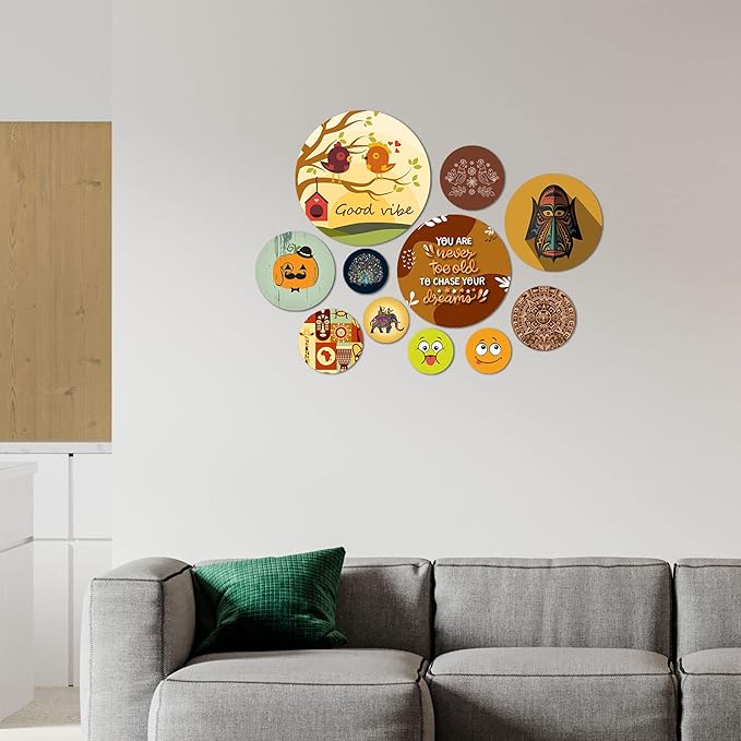 Artvibes Nature Designer Mdf Wooden Wall Hanging | Set of 11